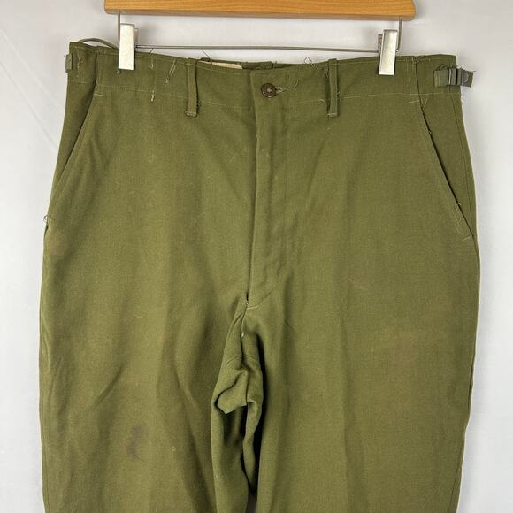 Army Trousers Field Wool M-1951 Olive Green OG 108 28" Inseam Size Medium Short - Picture 2 of 16